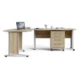 Scrivania angolare quercia e bianca 230x200cm con 4 cassetti - Megh