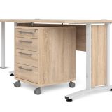 Scrivania angolare quercia e bianca 230x200cm con 4 cassetti - Megh