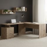 Scrivania angolare rovere 180x60cm con 3 cassetti - Ascuby