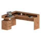 Scrivania angolare rovere 180x90cm con 3 cassetti - Leonilda