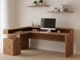 Scrivania angolare rovere 180x90cm con 3 cassetti - Leonilda
