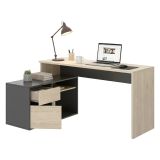 Scrivania angolare rovere e antracite 139x92cm con 1 cassetto - Andor