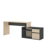 Scrivania angolare rovere e antracite 139x92cm con 1 cassetto - Andor