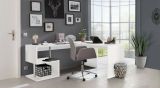 Scrivania Antonino, Scrittoio lineare porta PC, Tavolo multiuso per ufficio, Scrivania salvaspazio, 100% Made in Italy, cm 160x60h78, Bianco lucido