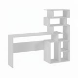 Scrivania Arrecife, Scrittoio con libreria, Scrivania da ufficio, Scrivania lineare salvaspazio multiuso, 159x40h135 cm, Bianco