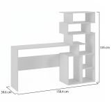 Scrivania Arrecife, Scrittoio con libreria, Scrivania da ufficio, Scrivania lineare salvaspazio multiuso, 159x40h135 cm, Bianco