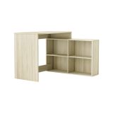 Scrivania Arros, Scrittoio multiuso, Tavolo per ufficio porta PC, Piano di lavoro, 112x101 h77 cm, Rovere e Bianco
