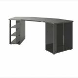 Scrivania Bangui, Scrittoio multiuso, Tavolo per ufficio porta PC, Piano di lavoro, Made in Italy, 205x91h76 cm, Nero lucido