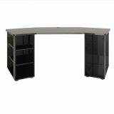 Scrivania Bangui, Scrittoio multiuso, Tavolo per ufficio porta PC, Piano di lavoro, Made in Italy, 205x91h76 cm, Nero lucido