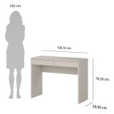Scrivania Beige Cashmere 2 Cassetti un Ripiano 100x40x77h cm, Sfumatura Colore Struttura Cashmere - Acero