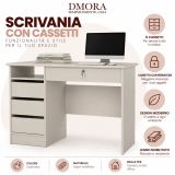 Scrivania Beige Cashmere un Ripiano 4 Cassetti 109x49x76h cm, un Vano - Franklin