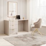 Scrivania Beige oro 3 Cassetti un Ripiano 140x55x76h cm, Lineare - Kanotini