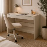 Scrivania Beige un Cassetto un Ripiano 100x50x77h cm, Materiale Piano in Legno Nobilitato - Linomoni