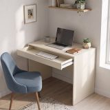 Scrivania Beige un Cassetto un Ripiano 100x50x77h cm, Materiale Piano in Legno Nobilitato - Linomoni