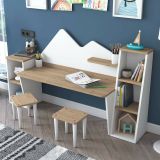Scrivania bianca e noce 180x45cm - Set tavolo e sedie Dionisia