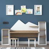 Scrivania bianca e noce 180x45cm - Set tavolo e sedie Dionisia