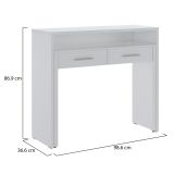 Scrivania Bianco 2 Cassetti Modulabile 98.6x36.6x86.9h cm, un Vano - Opaglio