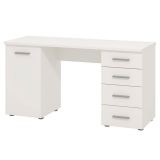 Scrivania Bianco 2 Ripiani 4 Cassetti 135x50x75.5h cm, 2 Vani - Flaminio