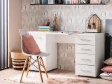 Scrivania Bianco 2 Ripiani 4 Cassetti 135x50x75.5h cm, 2 Vani - Flaminio