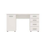 Scrivania Bianco 2 Ripiani 4 Cassetti 135x50x75.5h cm, 2 Vani - Flaminio