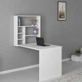 Scrivania Bianco 5 Ripiani 6 Vani 59x90x74h cm, con Libreria - Veglio