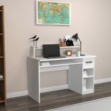 Scrivania Bianco 5 Ripiani un Cassetto 99x120x55h cm, 5 Vani - Roletto