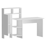 Scrivania Bianco 6 Ripiani Un'anta 136x60x112h cm, 7 Vani - Cremella