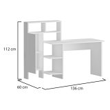 Scrivania Bianco 6 Ripiani Un'anta 136x60x112h cm, 7 Vani - Cremella