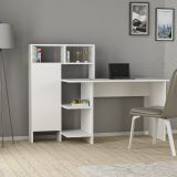 Scrivania Bianco 6 Ripiani Un'anta 136x60x112h cm, 7 Vani - Cremella