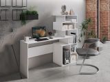 Scrivania Bianco 6 Vani Materiale Piano in Legno Nobilitato 158x40x135h cm, Colore Ripiano Bianco - Nicolosi