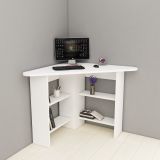 Scrivania Bianco Angolare 5 Ripiani 80x80x74h cm, 4 Vani - Mamette