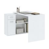 Scrivania Bianco Angolare un Cassetto 120x92x74h cm, 2 Ripiani - Linaza