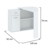 Scrivania Bianco Angolare un Cassetto 120x92x74h cm, 2 Ripiani - Linaza