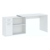 Scrivania Bianco Angolare un Cassetto 120x92x74h cm, 2 Ripiani - Linaza