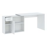 Scrivania Bianco Angolare un Cassetto 120x92x74h cm, 2 Ripiani - Linaza