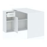 Scrivania Bianco Angolare un Cassetto 120x92x74h cm, 2 Ripiani - Linaza