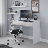 Scrivania Bianco Bianco Anticato un Cassetto Ripiani 81.5x40x77h cm, Ante - Veroli