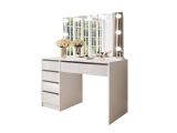 Scrivania Bianco Bianco Lucido 4 Cassetti Modulabile 120x55x143h cm, Fori Passacavi - Lusiana