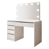 Scrivania Bianco Bianco Lucido 4 Cassetti Modulabile 120x55x143h cm, Fori Passacavi - Lusiana