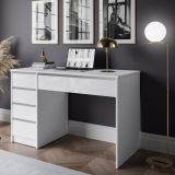 Scrivania Bianco Bianco Lucido 4 Cassetti Modulabile 120x55x143h cm, Fori Passacavi - Massico