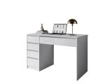 Scrivania Bianco Bianco Lucido 4 Cassetti Modulabile 120x55x143h cm, Fori Passacavi - Massico