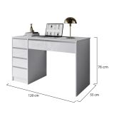 Scrivania Bianco Bianco Lucido 4 Cassetti Modulabile 120x55x143h cm, Fori Passacavi - Massico