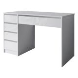 Scrivania Bianco Bianco Lucido 4 Cassetti Modulabile 120x55x143h cm, Fori Passacavi - Massico