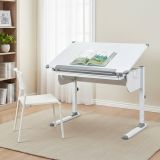 Scrivania Bianco Bianco Materiale Piano in Metallo Colore Ripiano Bianco 110x55x68h cm, Sfumatura Colore Struttura Bianco - Cardeto