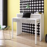 Scrivania Bianco Cemento Grigio Modulabile 2 Cassetti 98.6x36.6x86.9h cm, un Vano - Opaglio