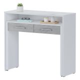 Scrivania Bianco Cemento Grigio Modulabile 2 Cassetti 98.6x36.6x86.9h cm, un Vano - Opaglio