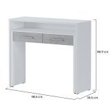 Scrivania Bianco Cemento Grigio Modulabile 2 Cassetti 98.6x36.6x86.9h cm, un Vano - Opaglio