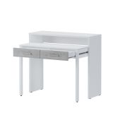 Scrivania Bianco Cemento Grigio Modulabile 2 Cassetti 98.6x36.6x86.9h cm, un Vano - Opaglio