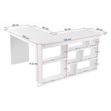 Scrivania Bianco Crema Marrone Noce Angolare 6 Ripiani 130x120x72h cm, 8 Vani - Altin