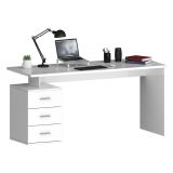 Scrivania Bianco Lucido Modulabile 3 Cassetti 160x60x75h cm, Ripiani - Abisse